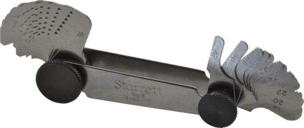 Starrett - 30 Leaf, 4 to 42 TPI Range, Steel Screw Pitch Gage - 60° Thread Angle - Industrial Tool & Supply