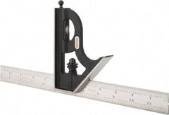 Starrett - 2 Piece, 12" Combination Square Set - 1/16, 1/32, 1/64 & 1/8" (4R) Graduation, Steel Blade, Cast Iron Square Head - Industrial Tool & Supply