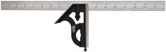 Starrett - 2 Piece, 18" Combination Square Set - 1/16, 1/32, 1/64 & 1/8" (4R) Graduation, Steel Blade, Cast Iron Square Head - Industrial Tool & Supply