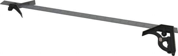 Starrett - 3 Piece, 24" Combination Square Set - 1/16, 1/32, 1/64 & 1/8" (4R) Graduation, Steel Blade, Cast Iron Center & Square Head - Industrial Tool & Supply