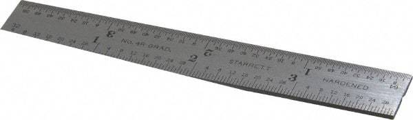 Starrett - 4 Inch Long Blade, 4R Graduation Combination Square Blade - Steel, 1/64, 1/32 1/16 and 1/8 Inch Graduation - Industrial Tool & Supply