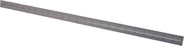 Starrett - 24 Inch Long Blade, 16R Graduation Combination Square Blade - Satin Chrome Finish, Steel, 1/100, 1/64, 1/50 and 1/32 Inch Graduation - Industrial Tool & Supply