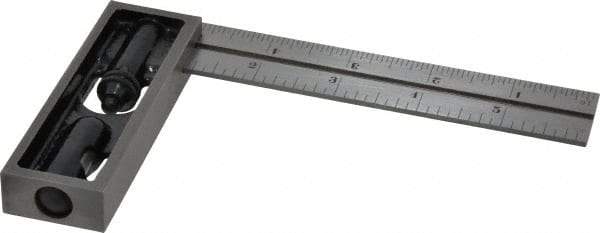 Starrett - 6 Inch Long, 4R Double Square - 1/64, 1/32, 1/16 and 1/8 Inch Graduation, Hardened Steel - Industrial Tool & Supply