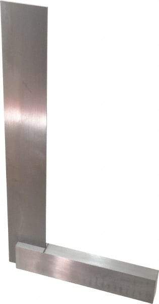 Starrett - 12" Blade Length, 7" Base Length Steel Square - 0.0025mm Accuracy - Industrial Tool & Supply