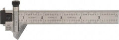 Starrett - 6 Inch Long, 59° Bevel Angle, Ruler Drill Point Gage - 1/32 Inch Bevel x 1/64 to 1/8 Ruler Graduation, Removable and Adjustable Ruler Hook, Depth Gage, Hook Rule, Plain Rule, Slide Caliper Function, Use with Rules 18.7mm Wide by 3/64 Inch Thick - Industrial Tool & Supply