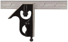 Starrett - 2 Piece, 6" Combination Square Set - 1/16, 1/32, 1/64 & 1/8" (4R) Graduation, Steel Blade, Forged Steel Square Head - Industrial Tool & Supply