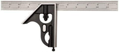 Starrett - 2 Piece, 12" Combination Square Set - 1/16, 1/32, 1/64 & 1/8" (4R) Graduation, Steel Blade, Forged Steel Square Head - Industrial Tool & Supply