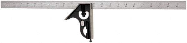 Starrett - 2 Piece, 24" Combination Square Set - 1/16, 1/32, 1/64 & 1/8" (4R) Graduation, Steel Blade, Forged Steel Square Head - Industrial Tool & Supply