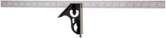 Starrett - 2 Piece, 24" Combination Square Set - 1/16, 1/32, 1/64 & 1/8" (4R) Graduation, Steel Blade, Forged Steel Square Head - Industrial Tool & Supply