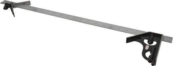 Starrett - 3 Piece, 24" Combination Square Set - 1/16, 1/32, 1/64 & 1/8" (4R) Graduation, Steel Blade, Forged Steel Center & Square Head - Industrial Tool & Supply