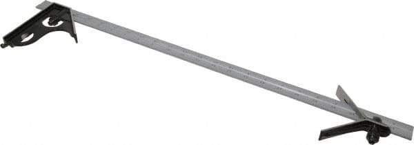 Starrett - 3 Piece, 24" Combination Square Set - 1/100, 1/32, 1/50 & 1/64" (16R) Graduation, Steel Blade, Forged Steel Center & Square Head - Industrial Tool & Supply