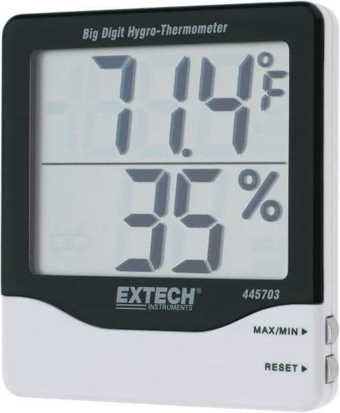 Extech - 14 to 140°F, 10 to 99% Humidity Range, Thermo-Hygrometer - 5% Relative Humidity Accuracy - Industrial Tool & Supply