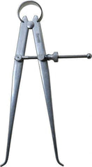 Starrett - 6 Inch Leg, Spring Joint, Steel, Polished, Inside Caliper - 6 Inch Max Measurement, 150mm Max Measurement, Flat Leg - Industrial Tool & Supply