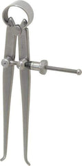 Starrett - 4 Inch Leg, Spring Joint, Steel, Polished, Inside Caliper - 4 Inch Max Measurement, 100mm Max Measurement, Flat Leg with Quick Nut Adjustment - Industrial Tool & Supply