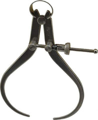 Starrett - 4 Inch Leg, Spring Joint, Steel, Polished, Outside Caliper - 4 Inch Max Measurement, 100mm Max Measurement, Flat Leg with Quick Nut Adjustment - Industrial Tool & Supply