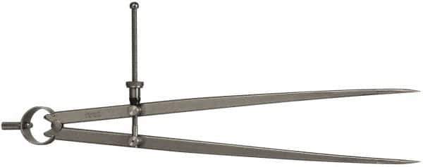 Starrett - 12 Inch Leg, Spring Joint, Steel, Polished, Divider - 12 Inch Max Measurement, 300mm Max Measurement, Flat Leg with Quick Nut Adjustment - Industrial Tool & Supply