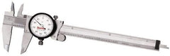 Starrett - 0mm to 300mm Range, 0.02 mm Graduation, 2mm per Revolution, Dial Caliper - Yellow Face, 2-1/2" Jaw Length, Accurate to 0.03mm/4mm - Industrial Tool & Supply