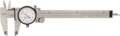 Starrett - 0" to 6" Range, 0.001" Graduation, 0.1" per Revolution, Dial Caliper - White Face, 1-1/2" Jaw Length, Accurate to 0.0010" - Industrial Tool & Supply