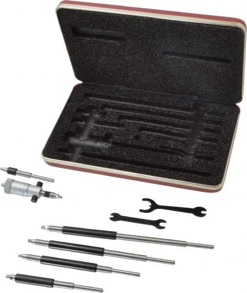 Starrett - 2 to 8", Satin Chrome Coated, Mechanical Inside Micrometer Set - 0.001" Graduation, Friction Thimble - Industrial Tool & Supply