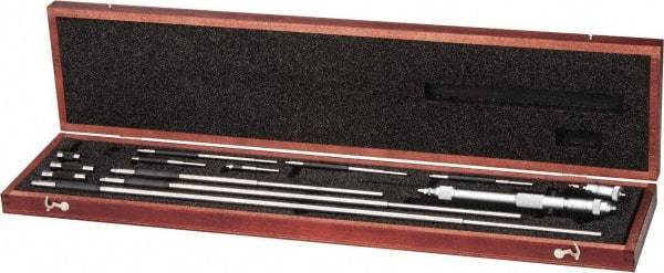 Starrett - 2 to 32", Satin Chrome Coated, Mechanical Inside Micrometer Set - 0.001" Graduation, Friction Thimble - Industrial Tool & Supply