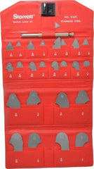 Starrett - 25 Piece, 1/64 to 1/2 Inch Radius, Stainless Steel Radius Gage Set - Satin Chrome Coated - Industrial Tool & Supply