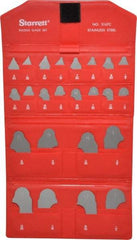 Starrett - 24 Piece, 1/32 to 1/2 Inch Radius, Stainless Steel Radius Gage Set - Satin Chrome Coated - Industrial Tool & Supply