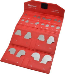 Starrett - 21 Piece, 1 to 15 mm Radius, Stainless Steel Radius Gage Set - Satin Chrome Coated - Industrial Tool & Supply