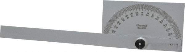 Starrett - 6 Inch Long Blade, 180° Max Measurement, 1° Dial Graduation, Rectangular Head Protractor - 0 to 180 Dial Range - Industrial Tool & Supply