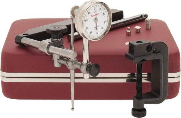 Starrett - 10 Piece, 0" to 0.2" Measuring Range, 1-7/16" Dial Diam, 0-100 Dial Reading, White Dial Test Indicator Kit - 0.001" Dial Graduation - Industrial Tool & Supply