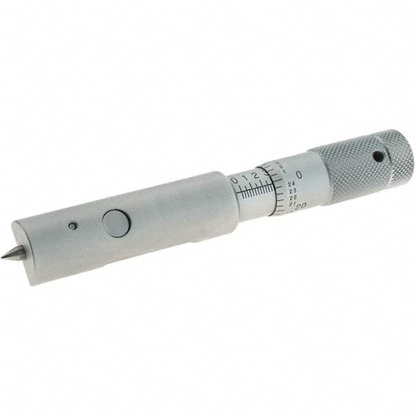 Starrett - 0 to 0.5 Inch Measurement Range, 0.001 Inch Graduation, Satin Chrome Coated Carbide, Mechanical Can Seam Micrometer - Flat Spindle, Ratchet Stop Thimble, Includes Locknut - Industrial Tool & Supply
