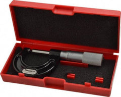 Starrett - Mechanical, 0 to 1 Inch Measurement, Satin Chrome Finish Carbide Face Ball Anvil Micrometer - 0.001 Inch Graduation, Plain Thimble - Industrial Tool & Supply