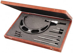 Starrett - 6 to 12" Range, 6 Piece Mechanical Outside Micrometer Set - 0.001" Graduation, Ratchet Stop Thimble, Steel Face - Industrial Tool & Supply