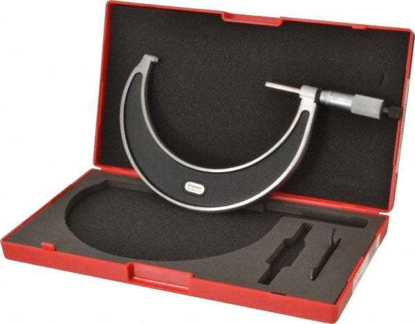 Starrett - 4 to 5" Range, 0.0001" Graduation, Mechanical Outside Micrometer - Ratchet Stop Thimble, Accurate to 0.0001" - Industrial Tool & Supply