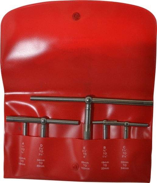 Starrett - 5 Piece, 1/2 to 6 Inch, Telescoping Gage Set - 2-3/8 and 3-1/4 Inch Long Handles, Includes Case - Industrial Tool & Supply