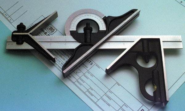 TESA Brown & Sharpe - 4 Piece, 24 Inch Blade Length, Square Set - Set Includes Center Head, Reversible Protractor, Square Head - Industrial Tool & Supply