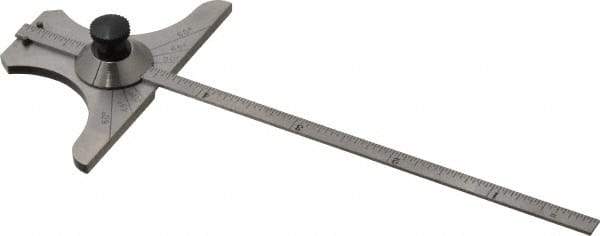 Starrett - 0 to 6 Inch Rule Measurement Range, 30 to 60° Angle Measurement Range, Steel Depth and Angle Gage - 60° Angle Graduation, 2-5/8 Inch Head Length, 1/8 Inch Head Width, 1/32 Inch Rule Graduation - Industrial Tool & Supply
