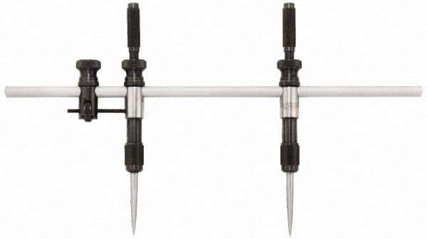 Starrett - 18 Inch Leg, Steel, Bright Chrome Finish, Trammels - 36 Inch Max Measurement, 900mm Max Measurement, Includes 20 Inch (500mm) Rigid Steel Beam, Pair of 3 Inch (75mm) Caliper Points - Industrial Tool & Supply