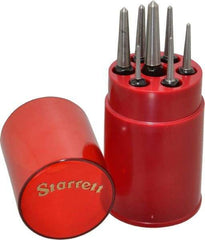 Starrett - 7 Piece, 1/16 to 1/4", Center Punch Set - Square Shank, Comes in Round Plastic Container - Industrial Tool & Supply
