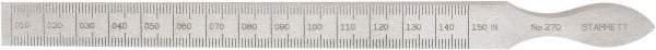 Starrett - 0.01 to 0.15 Inch Measurement, 1 Leaf Taper Gage - 6-1/4 Inch Long, Tool Steel, 0.001 Inch Graduation - Industrial Tool & Supply