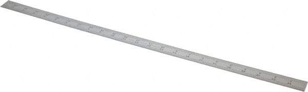 Starrett - 24" Long, 1/64, 1/50, 1/32, 1/10" Graduation, Flexible Steel Rule - 3R Graduation Style, 1" Wide, Silver, Satin Chrome Finish - Industrial Tool & Supply