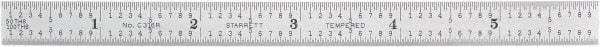 Starrett - 6" Long, 1/100, 1/64, 1/50, 1/32" Graduation, Flexible Steel Rule - 16R Graduation Style, 1/2" Wide, Silver, Satin Chrome Finish - Industrial Tool & Supply