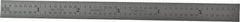 Starrett - 5-3/4" Long, 1/64, 1/32" and 0.5, 1mm Graduation, Flexible Steel Rule - English/Metric Graduation Style, 1/2" Wide, Silver, Satin Chrome Finish - Industrial Tool & Supply