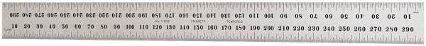 Starrett - 300mm Long, 0.5, 1mm Graduation, Flexible Steel Rule - Metric Graduation Style, 1" Wide, Silver, Satin Chrome Finish - Industrial Tool & Supply