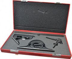 Starrett - 4 Piece, 12" Combination Square Set - 1/100, 1/32, 1/50 & 1/64" (16R) Graduation, Steel Blade, Cast Iron Center, Protractor & Square Head - Industrial Tool & Supply