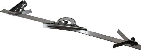 Starrett - 4 Piece, 24" Combination Square Set - 1/100, 1/32, 1/50 & 1/64" (16R) Graduation, Steel Blade, Forged Steel Center, Protractor & Square Head - Industrial Tool & Supply