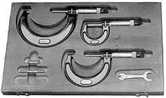Starrett - 0 to 300mm Range, 12 Piece Mechanical Outside Micrometer Set - 0.01mm Graduation, Ratchet Stop Thimble, Carbide Tipped Face - Industrial Tool & Supply