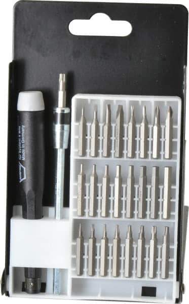 Wiha - 27 Piece, Screwdriver Micro Bit Set - #000, #00, #0 & #1 Phillips, 0.05 to 5/32" Hex, T3 to T15 Torx, 0.06, 0.08, 0.12 & 0.16 Slotted - Industrial Tool & Supply