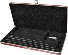 Starrett - 0 to 9" Range, 9 Rod, Satin Chrome Finish Mechanical Depth Micrometer - Ratchet Stop Thimble, 4" Base Length, 0.01mm Graduation, 5/32" Rod Diam - Industrial Tool & Supply