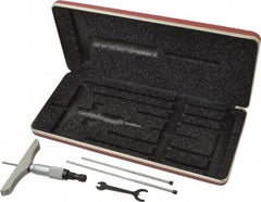 Starrett - 0 to 3" Range, 3 Rod, Mechanical Depth Micrometer - Ratchet Stop Thimble, 4" Base Length, 0.01mm Graduation, 1/8" Rod Diam - Industrial Tool & Supply