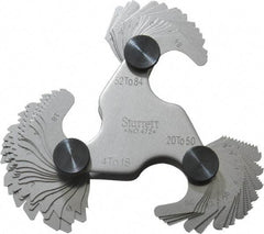 Starrett - 51 Leaf, 4 to 84 TPI Range, Steel Screw Pitch Gage - 60° Thread Angle - Industrial Tool & Supply
